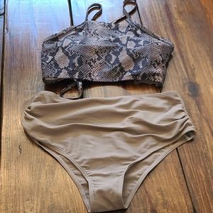 Shein high-waisted snakeskin bikini